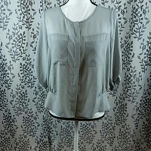 DKNY JEANS Sheer button down blouse